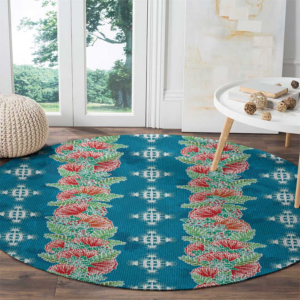 Hawaii Ohia Lehua Round Carpet Tropical Vibes Teal