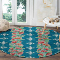 Hawaii Ohia Lehua Round Carpet Tropical Vibes Teal
