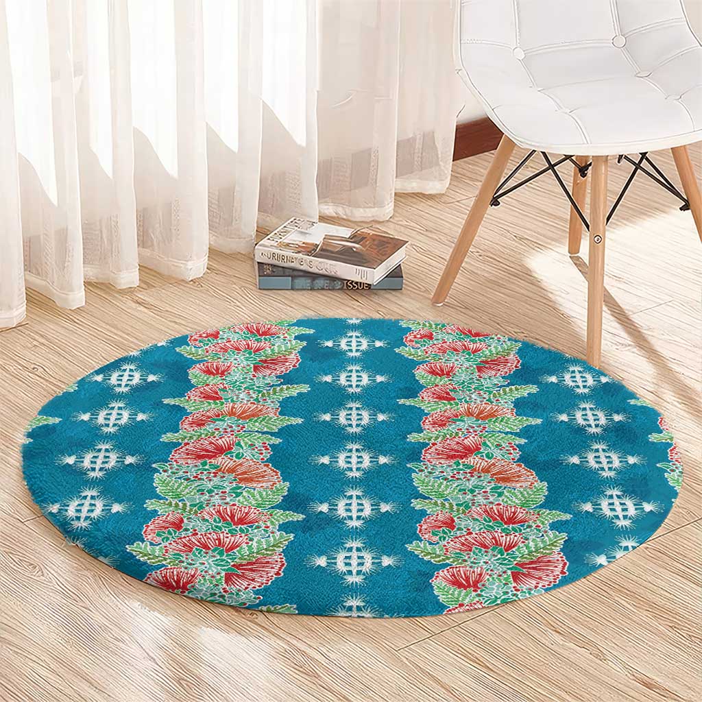 Hawaii Ohia Lehua Round Carpet Tropical Vibes Teal