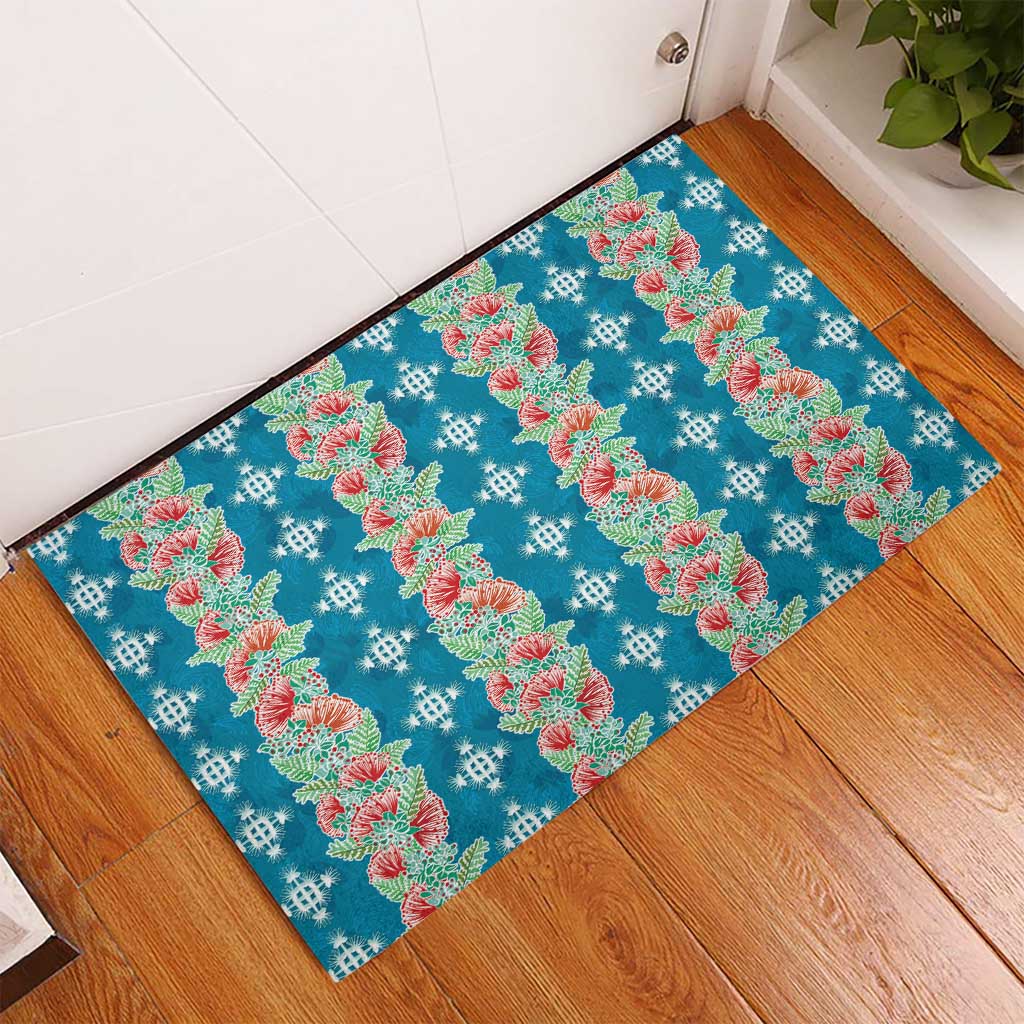 Hawaii Ohia Lehua Rubber Doormat Tropical Vibes Teal LT05 - Polynesian Pride