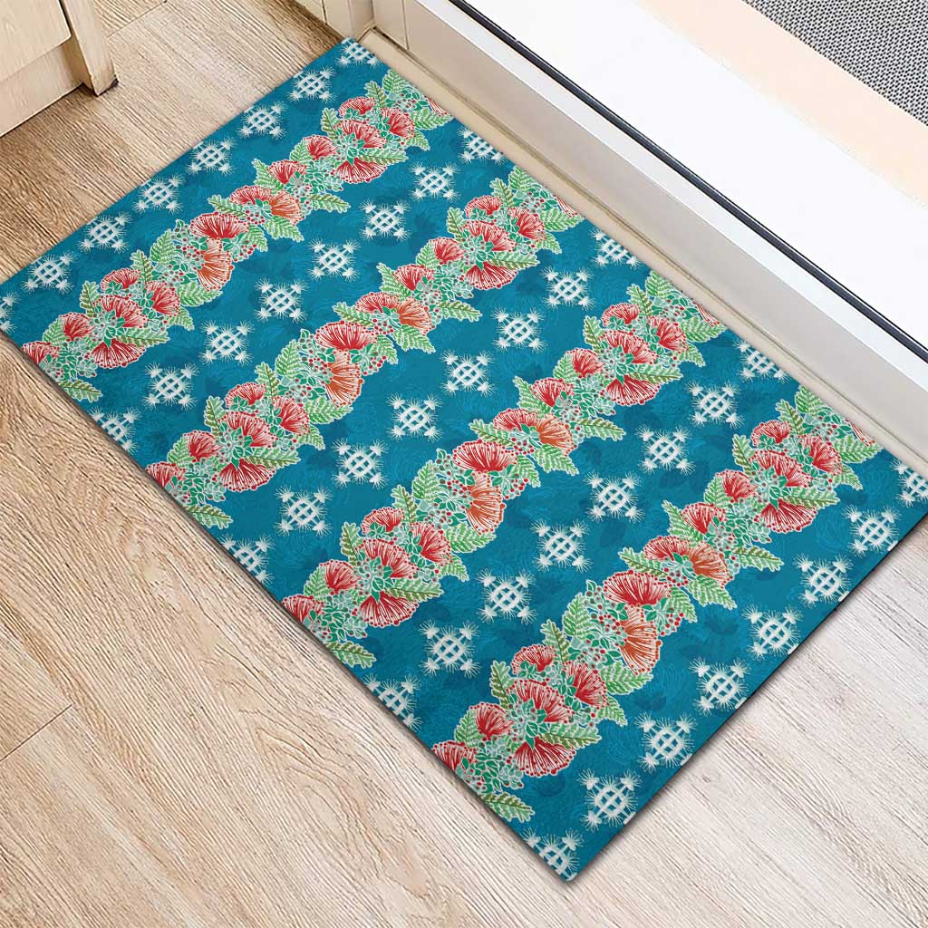 Hawaii Ohia Lehua Rubber Doormat Tropical Vibes Teal LT05 - Polynesian Pride