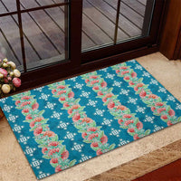 Hawaii Ohia Lehua Rubber Doormat Tropical Vibes Teal LT05 - Polynesian Pride