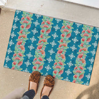 Hawaii Ohia Lehua Rubber Doormat Tropical Vibes Teal LT05 - Polynesian Pride