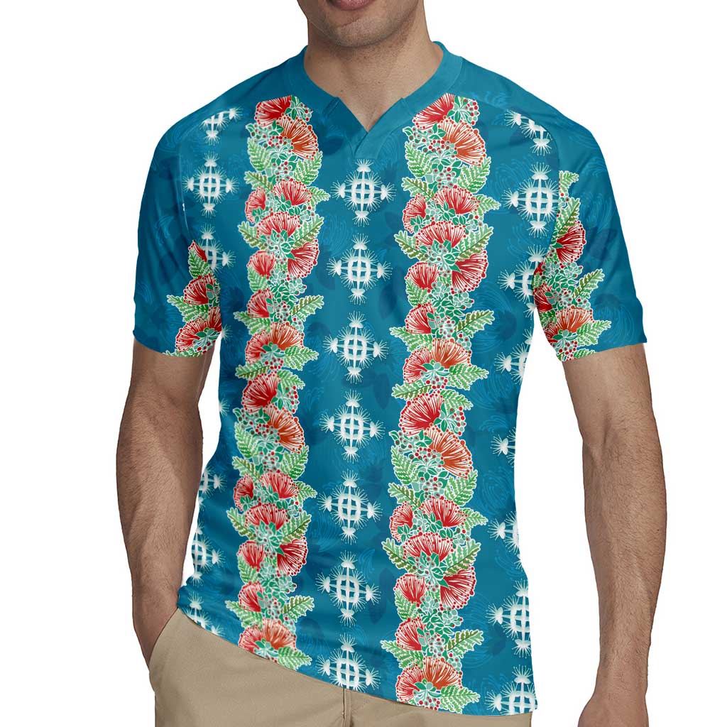 Hawaii Ohia Lehua Rugby Jersey Tropical Vibes Teal LT05 - Polynesian Pride