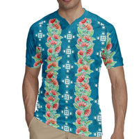 Hawaii Ohia Lehua Rugby Jersey Tropical Vibes Teal LT05 - Polynesian Pride