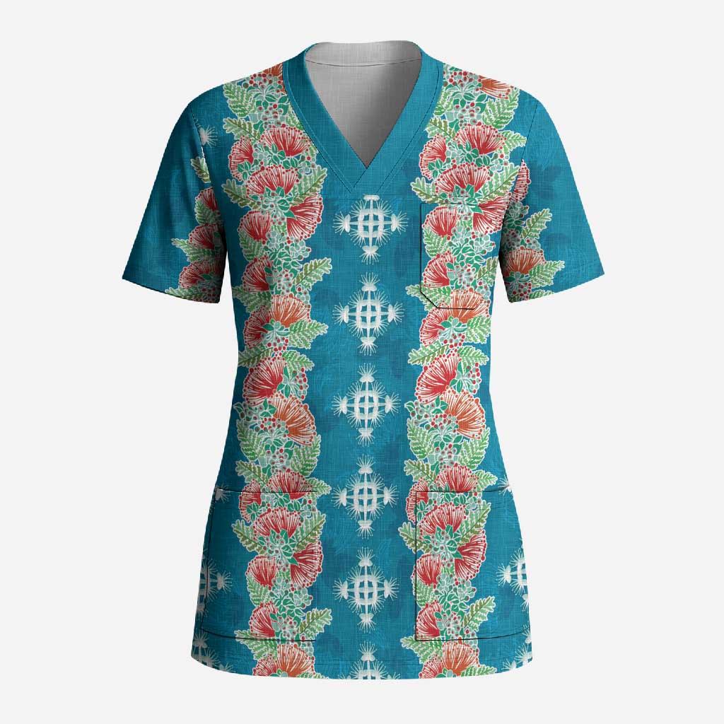 Hawaii Ohia Lehua Scrub Top Tropical Vibes Teal LT05 Adult Teal - Polynesian Pride