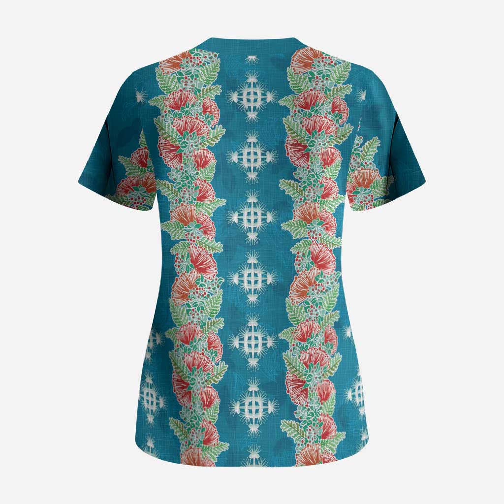 Hawaii Ohia Lehua Scrub Top Tropical Vibes Teal LT05 - Polynesian Pride