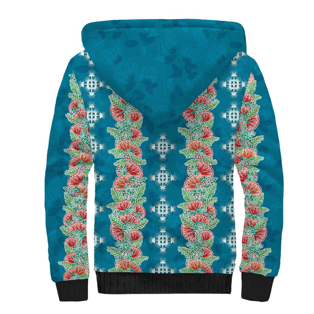 Hawaii Ohia Lehua Sherpa Hoodie Tropical Vibes Teal LT05 - Polynesian Pride