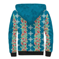 Hawaii Ohia Lehua Sherpa Hoodie Tropical Vibes Teal LT05 - Polynesian Pride