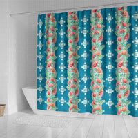 Hawaii Ohia Lehua Shower Curtain Tropical Vibes Teal LT05 - Polynesian Pride