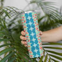 Hawaii Ohia Lehua Skinny Tumbler Tropical Vibes Teal LT05 - Polynesian Pride