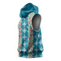 Hawaii Ohia Lehua Sleeveless Hoodie Tropical Vibes Teal LT05 - Polynesian Pride