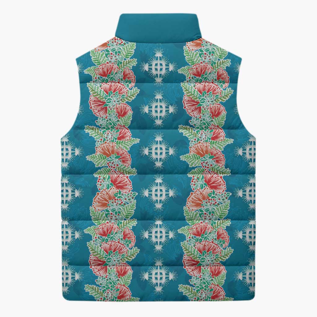 Hawaii Ohia Lehua Sleeveless Puffer Jacket Tropical Vibes Teal LT05 - Polynesian Pride