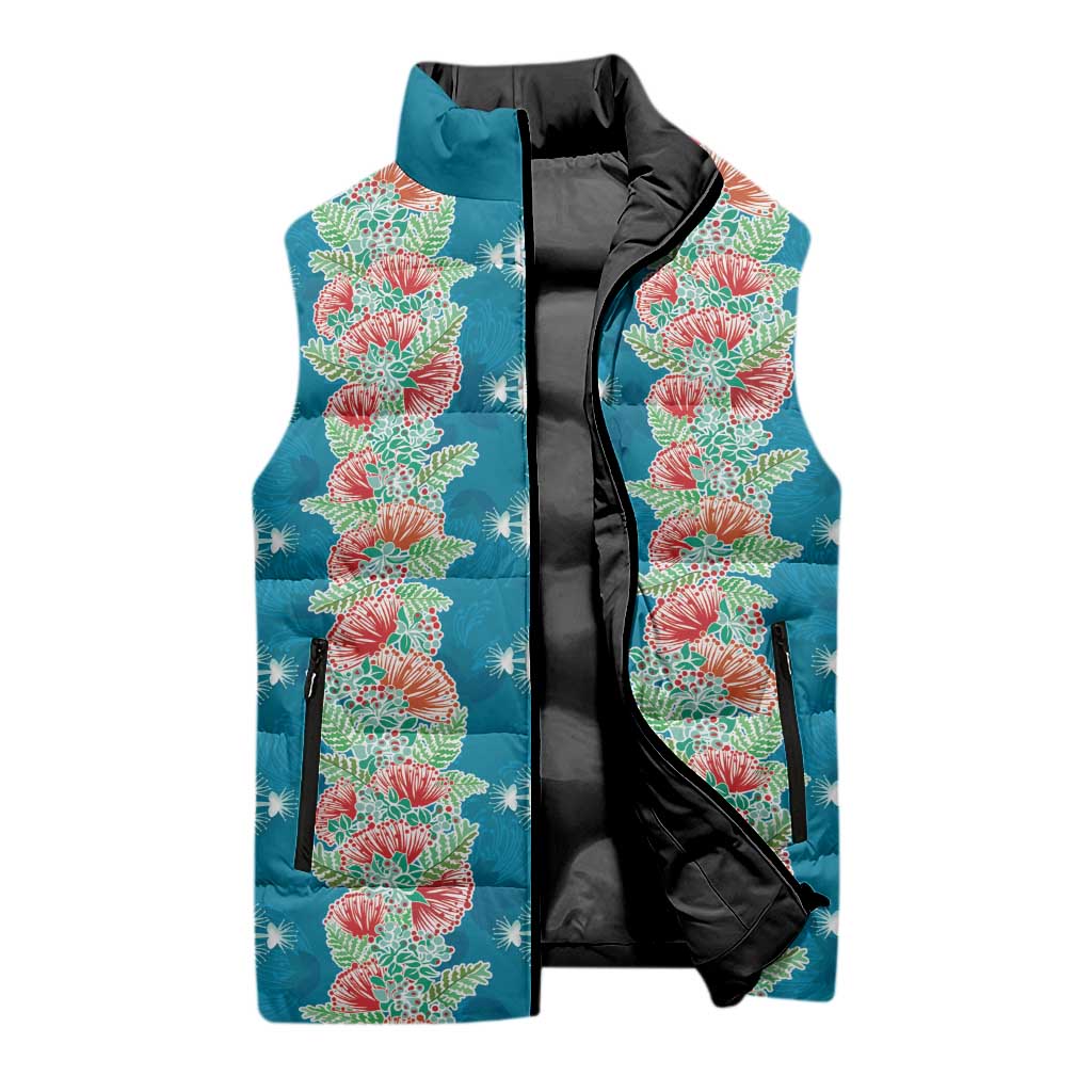 Hawaii Ohia Lehua Sleeveless Puffer Jacket Tropical Vibes Teal LT05 - Polynesian Pride