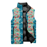 Hawaii Ohia Lehua Sleeveless Puffer Jacket Tropical Vibes Teal LT05 - Polynesian Pride