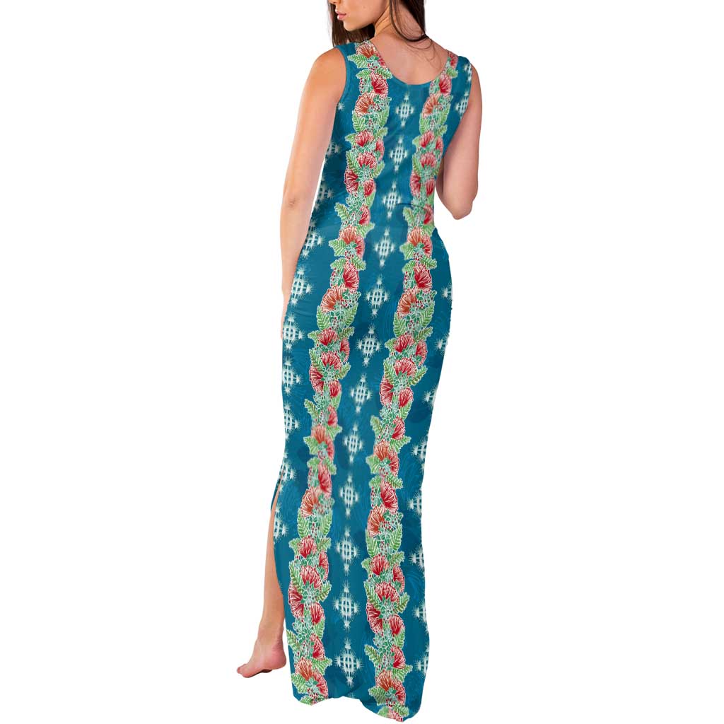 Hawaii Ohia Lehua Tank Maxi Dress Tropical Vibes Teal LT05 - Polynesian Pride