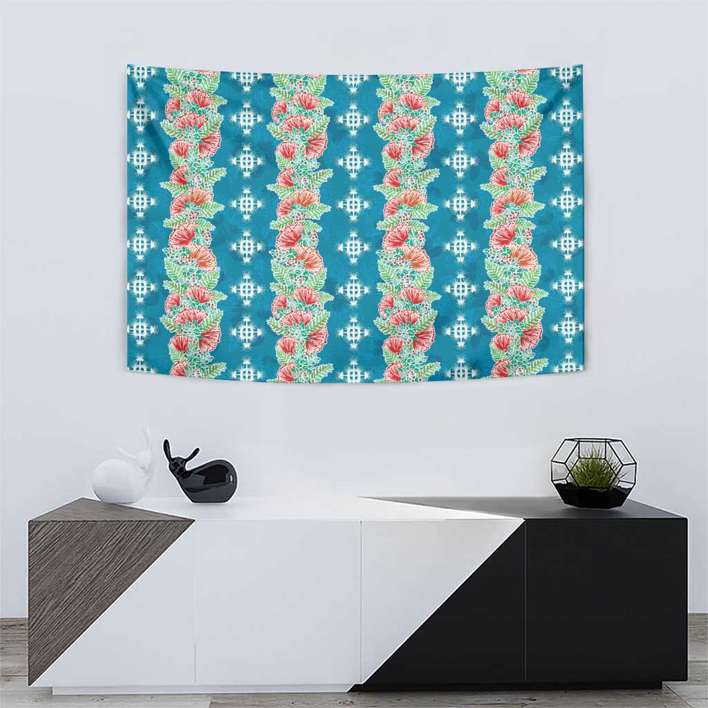 Hawaii Ohia Lehua Tapestry Tropical Vibes Teal LT05 - Polynesian Pride