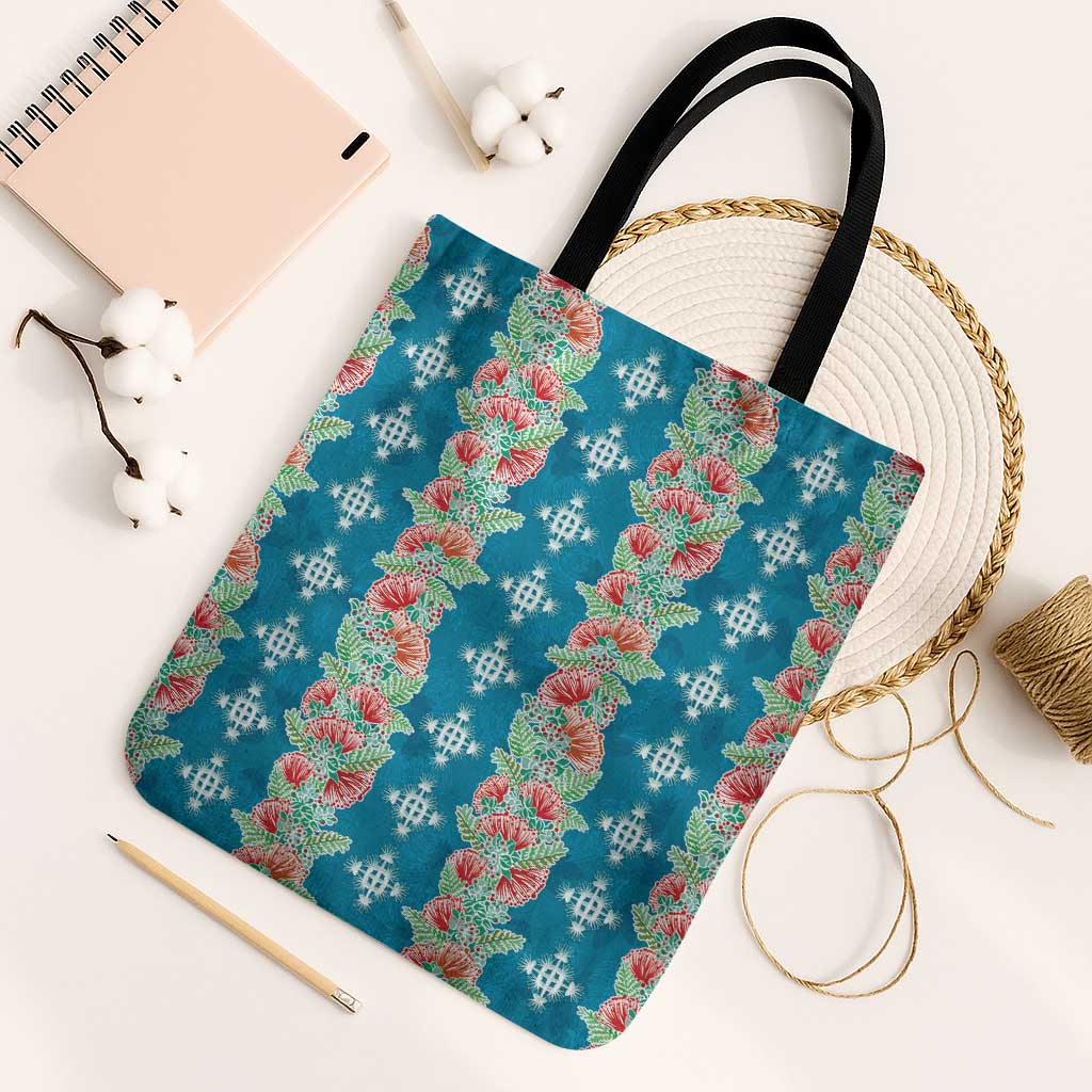 Hawaii Ohia Lehua Tote Bag Tropical Vibes Teal LT05 Black Strap One Size Teal - Polynesian Pride