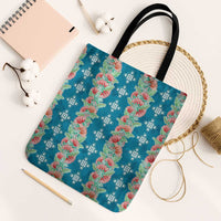Hawaii Ohia Lehua Tote Bag Tropical Vibes Teal LT05 Black Strap One Size Teal - Polynesian Pride
