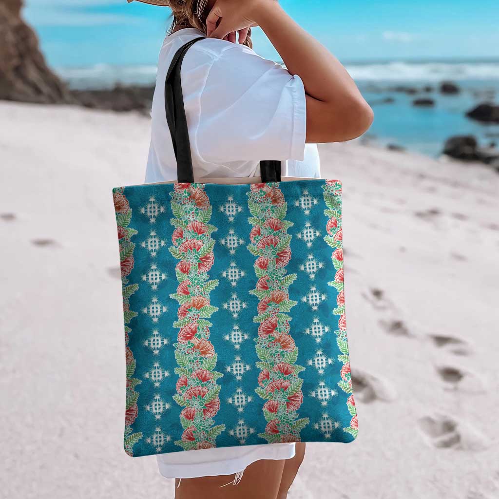 Hawaii Ohia Lehua Tote Bag Tropical Vibes Teal LT05 - Polynesian Pride
