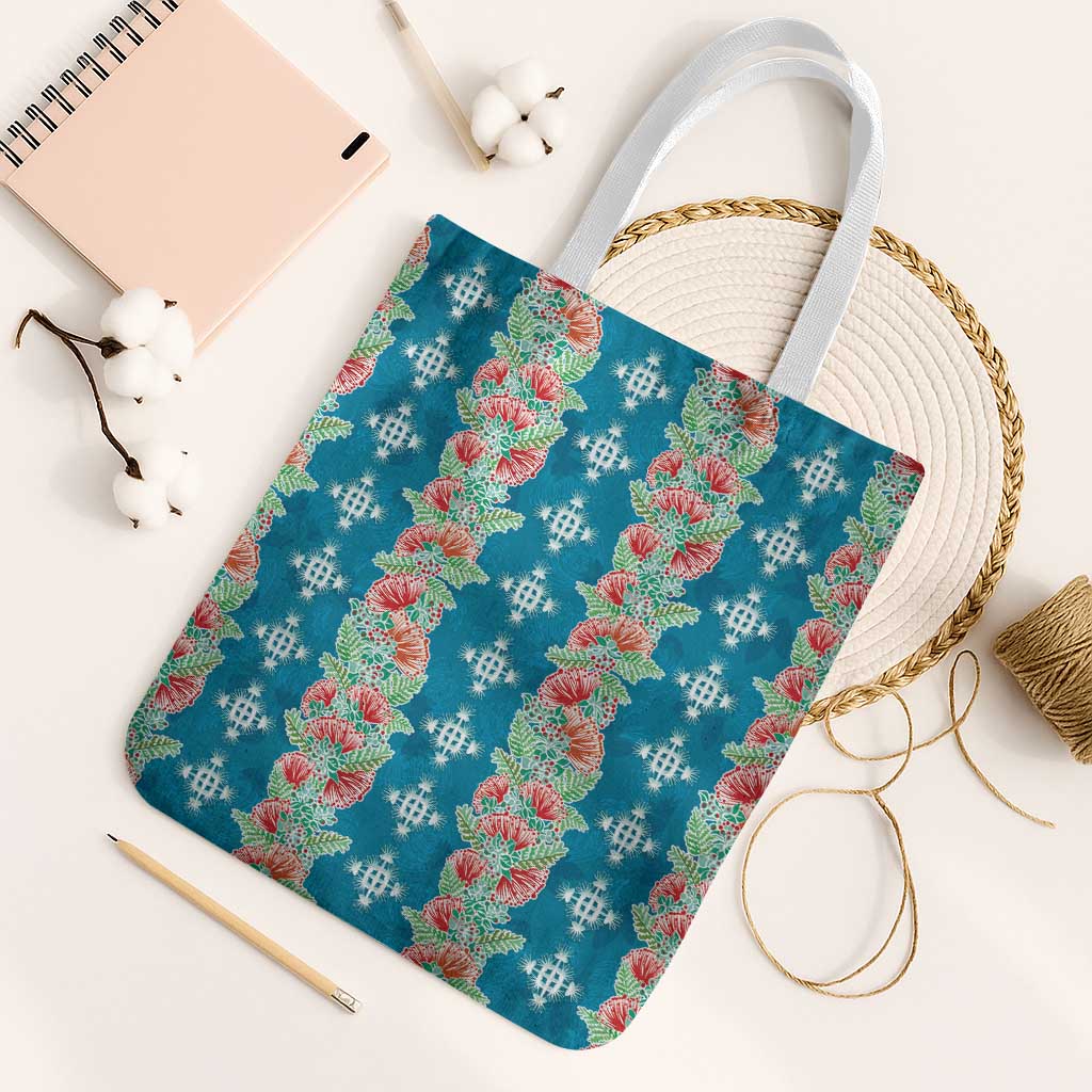 Hawaii Ohia Lehua Tote Bag Tropical Vibes Teal LT05 White Strap One Size Teal - Polynesian Pride