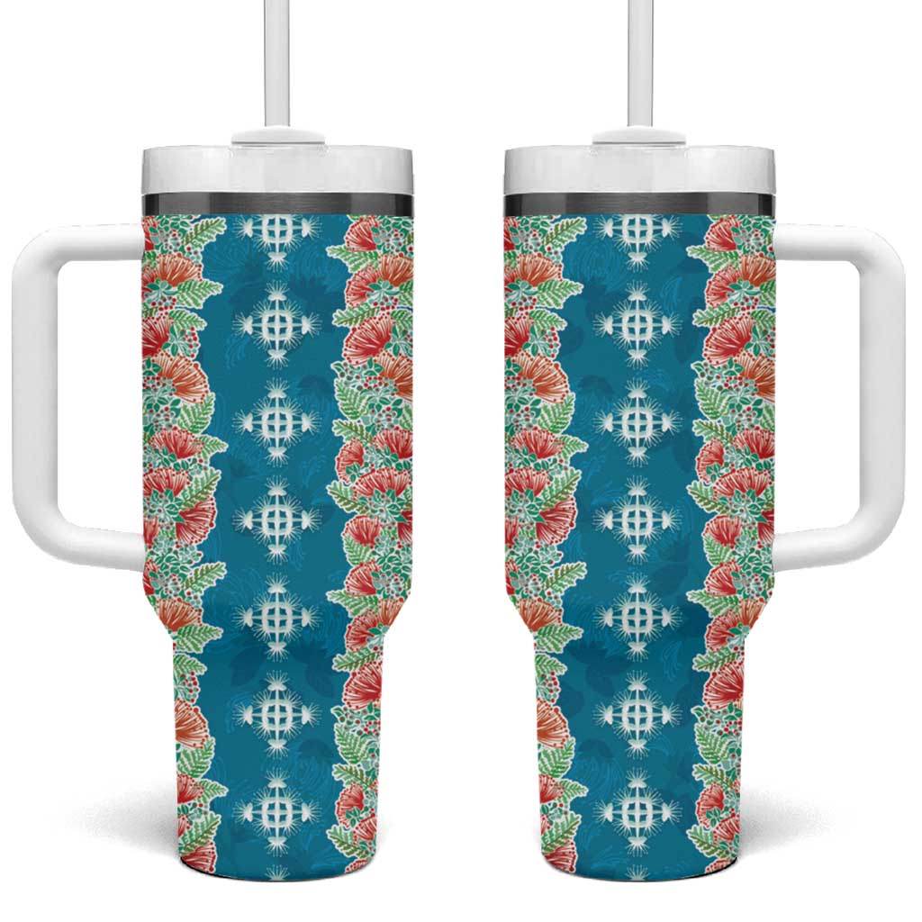 Hawaii Ohia Lehua Tumbler With Handle Tropical Vibes Teal LT05 One Size: 40 oz Teal - Polynesian Pride