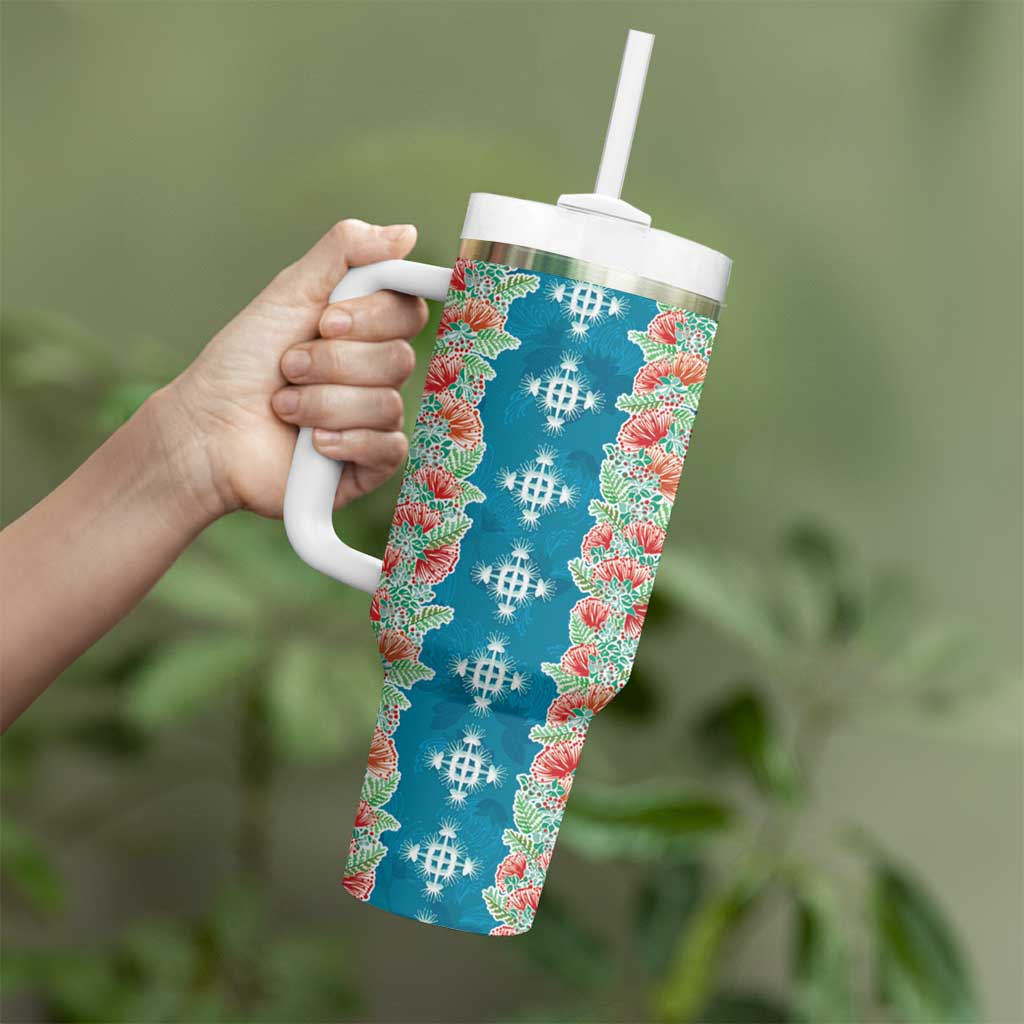 Hawaii Ohia Lehua Tumbler With Handle Tropical Vibes Teal LT05 - Polynesian Pride