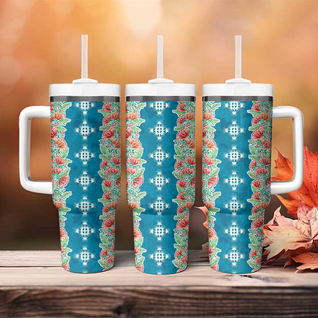 Hawaii Ohia Lehua Tumbler With Handle Tropical Vibes Teal LT05 - Polynesian Pride