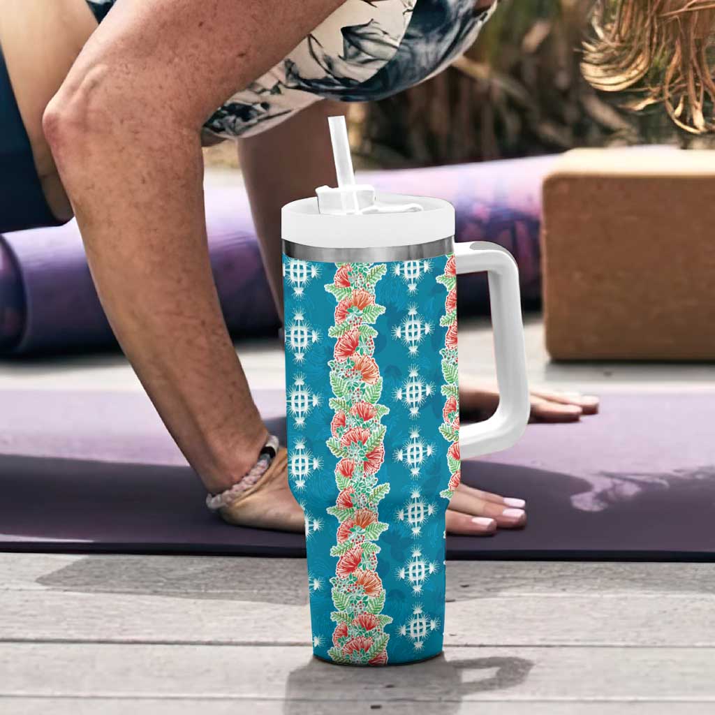 Hawaii Ohia Lehua Tumbler With Handle Tropical Vibes Teal LT05 - Polynesian Pride