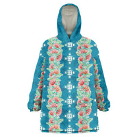 Hawaii Ohia Lehua Wearable Blanket Hoodie Tropical Vibes Teal LT05 One Size Teal - Polynesian Pride