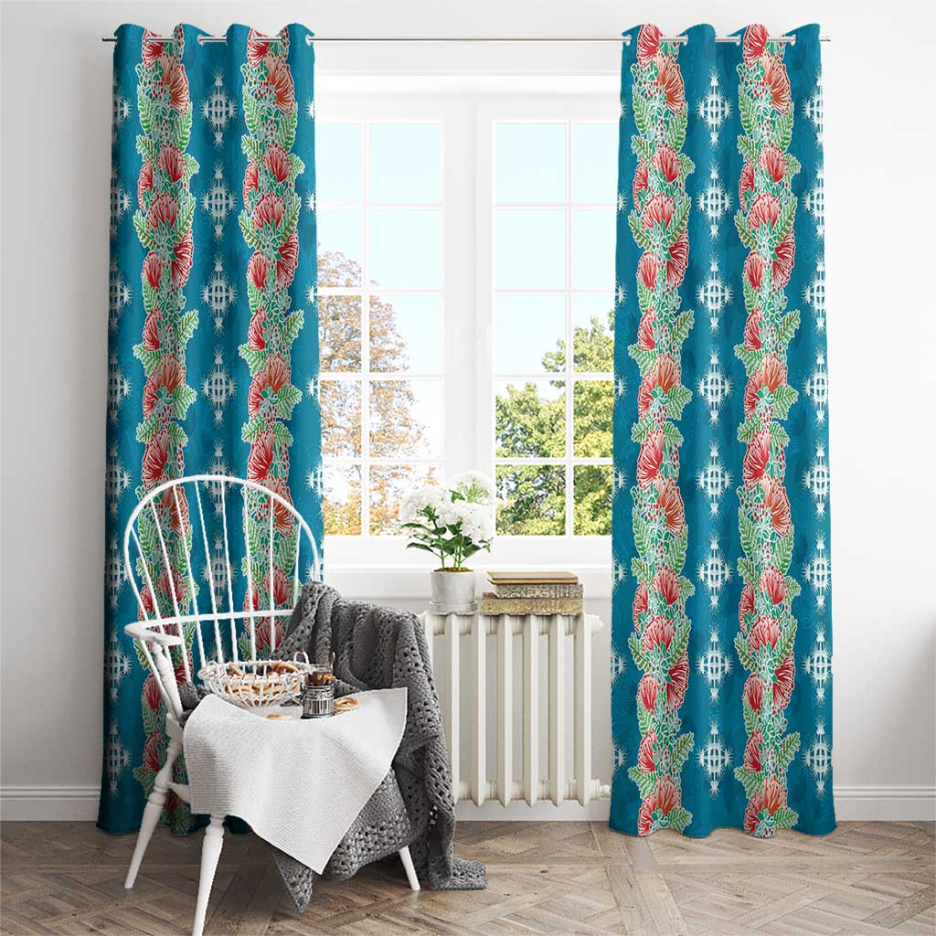 Hawaii Ohia Lehua Window Curtain Tropical Vibes Teal LT05 - Polynesian Pride