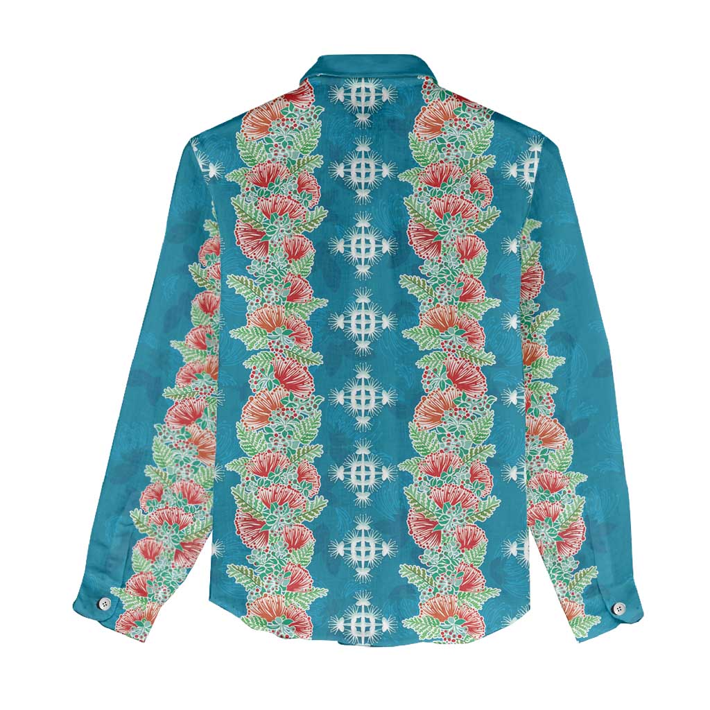 Hawaii Ohia Lehua Women Casual Shirt Tropical Vibes Teal LT05 - Polynesian Pride
