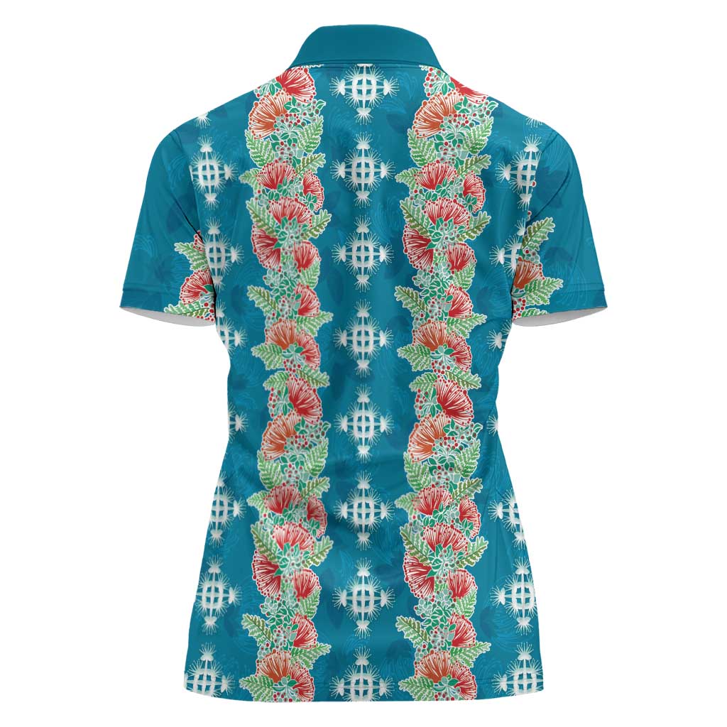 Hawaii Ohia Lehua Women Polo Shirt Tropical Vibes Teal LT05 - Polynesian Pride
