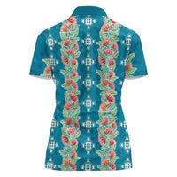 Hawaii Ohia Lehua Women Polo Shirt Tropical Vibes Teal LT05 - Polynesian Pride