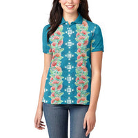 Hawaii Ohia Lehua Women Polo Shirt Tropical Vibes Teal LT05 - Polynesian Pride