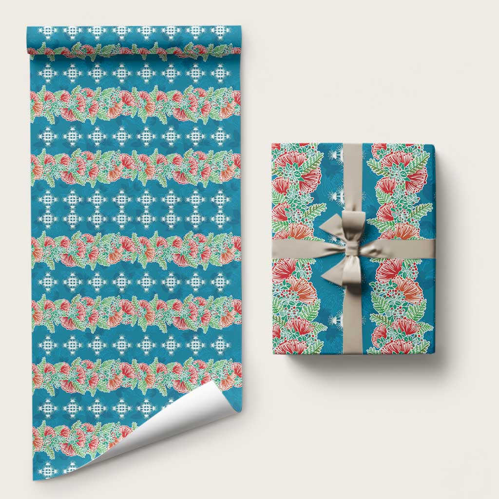Hawaii Ohia Lehua Wrapping Paper Tropical Vibes Teal LT05 58" × 23" Teal - Polynesian Pride