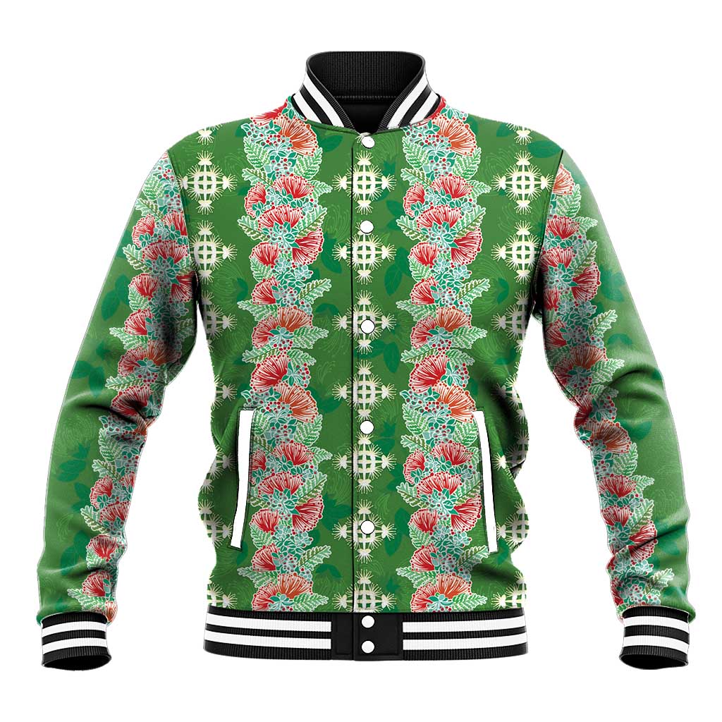 Hawaii Ohia Lehua Baseball Jacket Tropical Vibes Green LT05 Unisex Green - Polynesian Pride