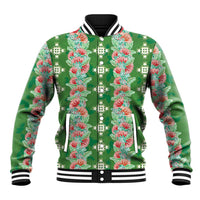 Hawaii Ohia Lehua Baseball Jacket Tropical Vibes Green LT05 Unisex Green - Polynesian Pride