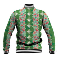 Hawaii Ohia Lehua Baseball Jacket Tropical Vibes Green LT05 - Polynesian Pride