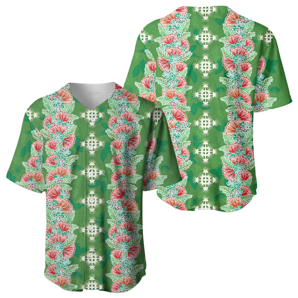 Hawaii Ohia Lehua Baseball Jersey Tropical Vibes Green LT05 - Polynesian Pride