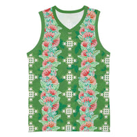 Hawaii Ohia Lehua Basketball Jersey Tropical Vibes Green