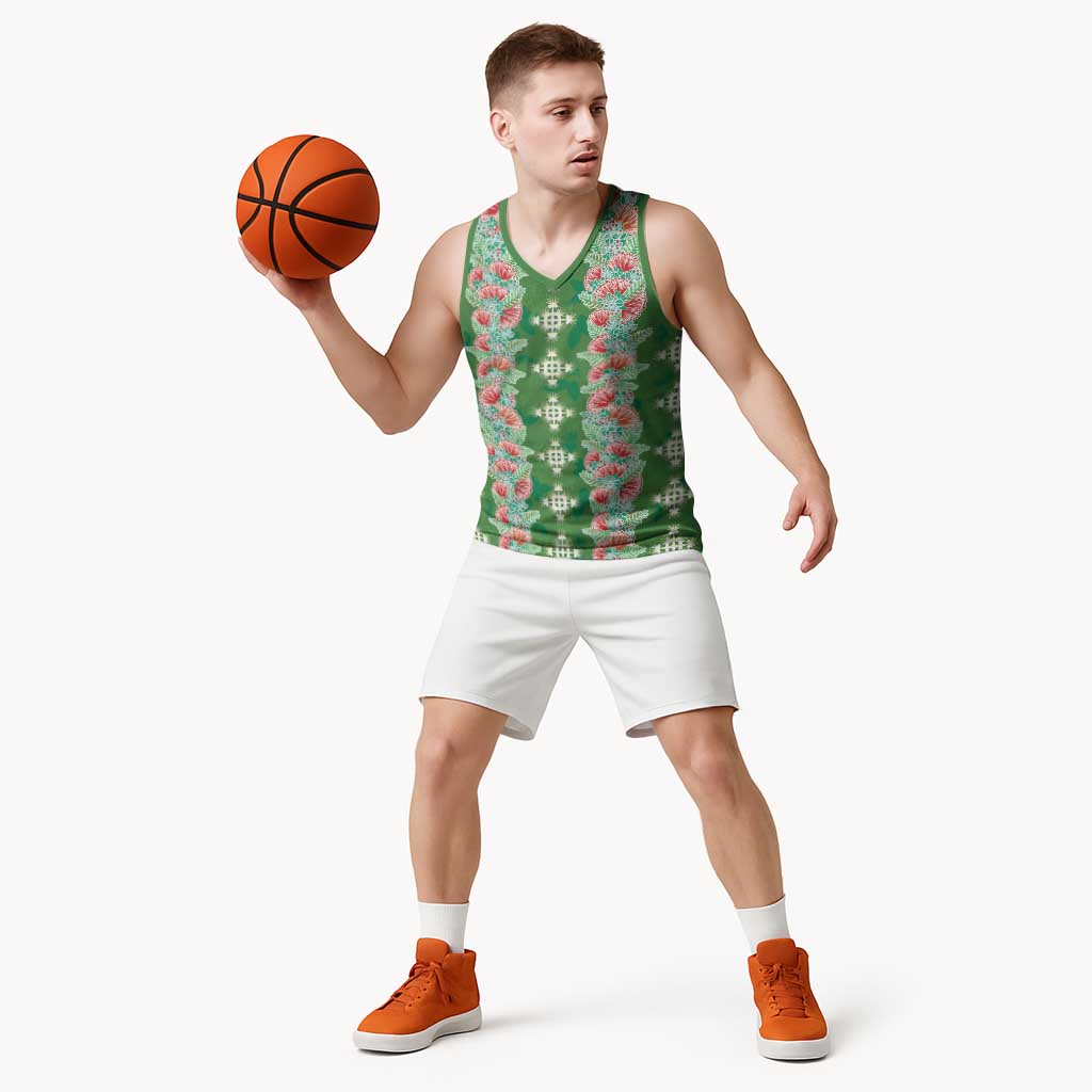 Hawaii Ohia Lehua Basketball Jersey Tropical Vibes Green