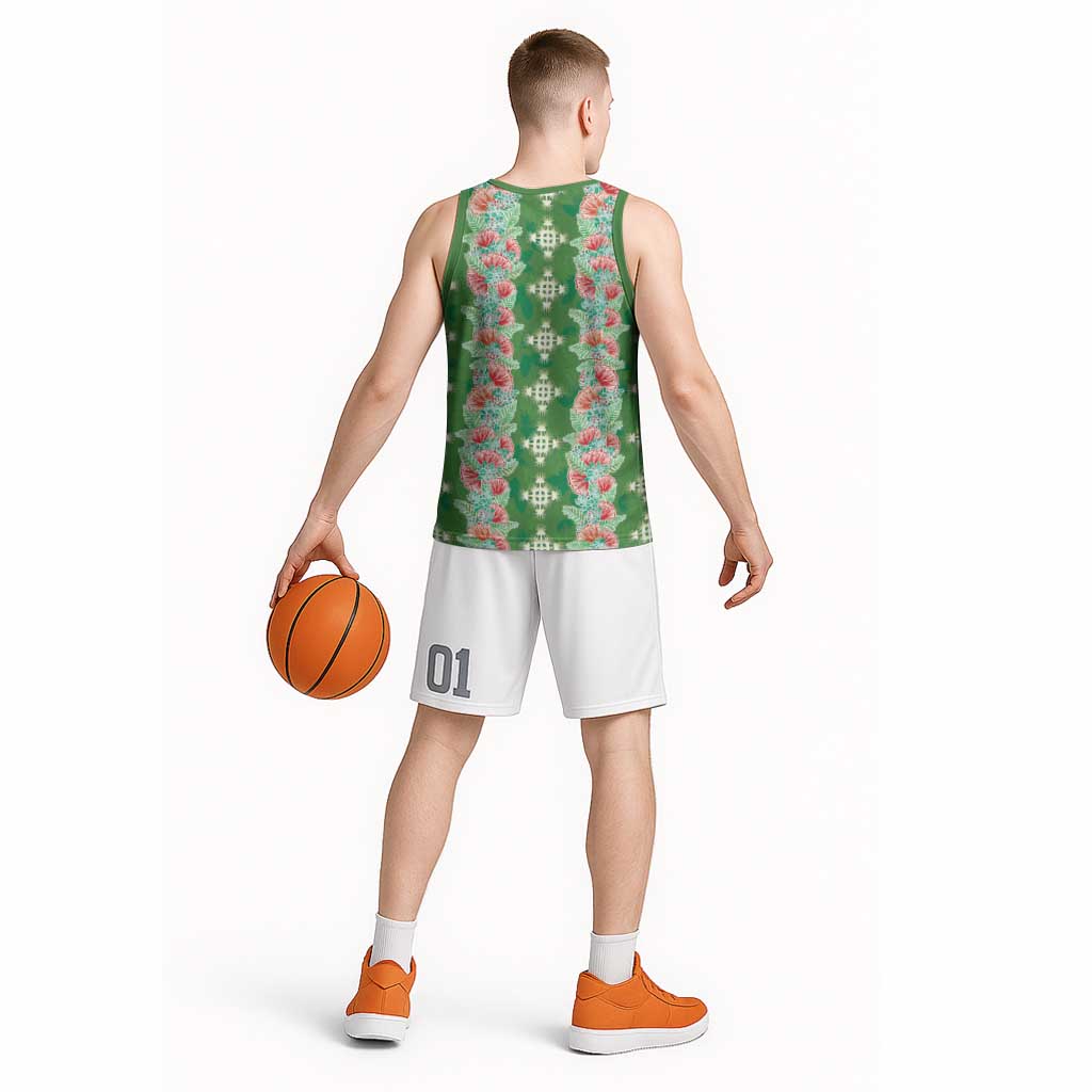 Hawaii Ohia Lehua Basketball Jersey Tropical Vibes Green