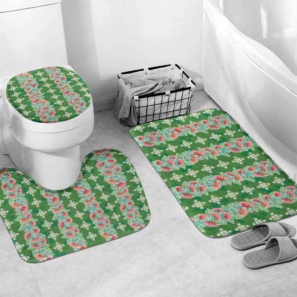 Hawaii Ohia Lehua Bathroom Set Tropical Vibes Green LT05 Mat Set Only (3 pcs) One Size Green - Polynesian Pride