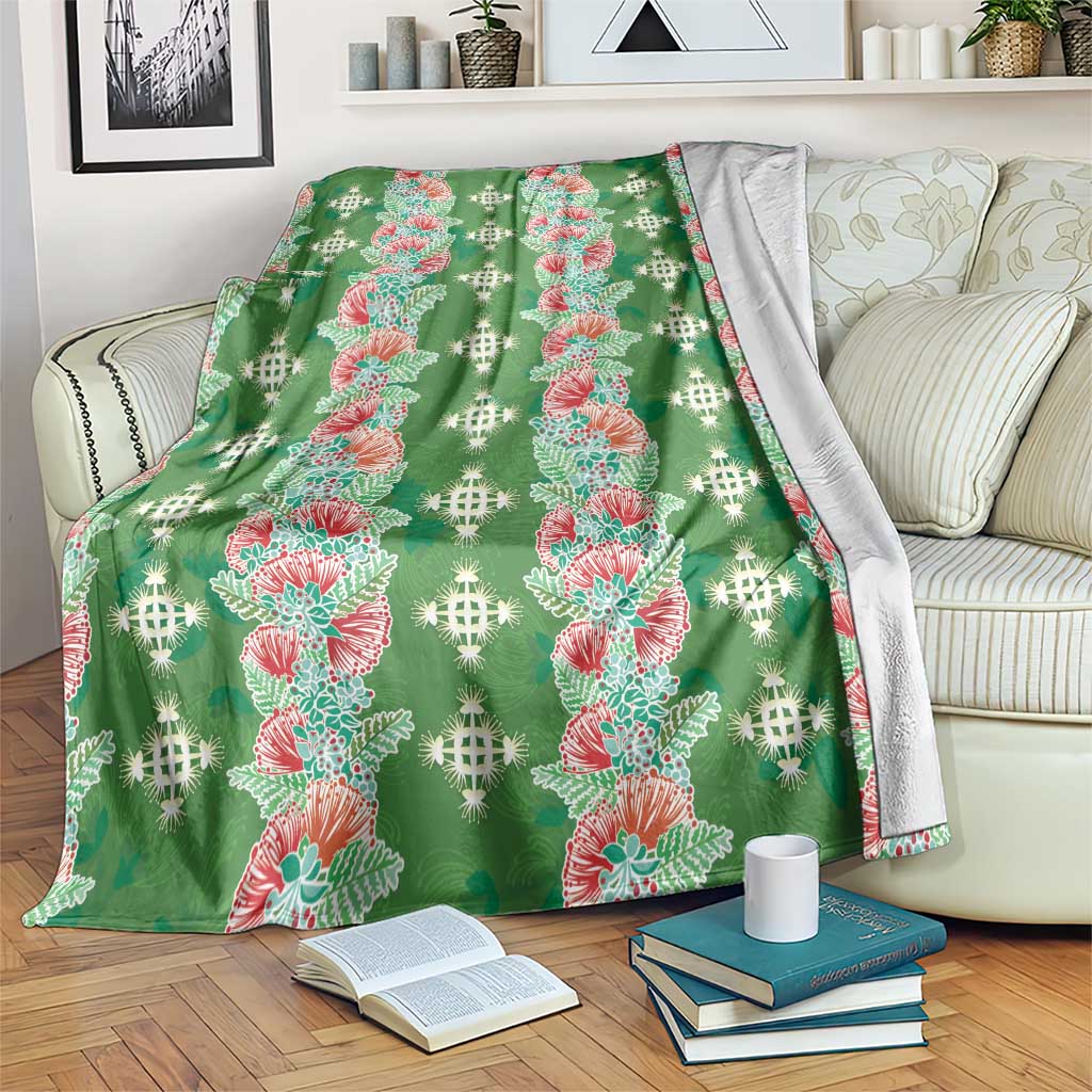 Hawaii Ohia Lehua Blanket Tropical Vibes Green LT05 Green - Polynesian Pride