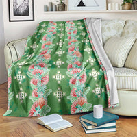 Hawaii Ohia Lehua Blanket Tropical Vibes Green LT05 Green - Polynesian Pride