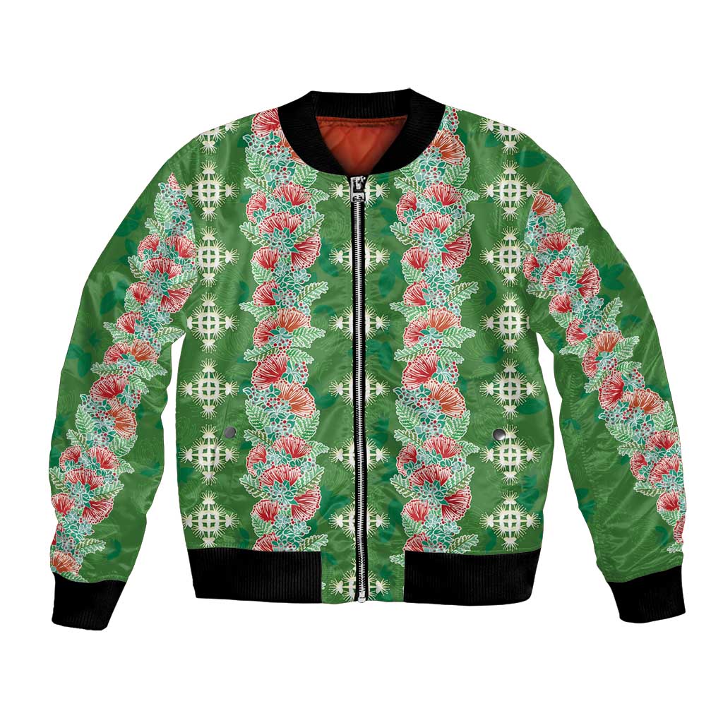 Hawaii Ohia Lehua Bomber Jacket Tropical Vibes Green LT05 Unisex Green - Polynesian Pride