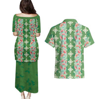 Hawaii Ohia Lehua Couples Matching Puletasi and Hawaiian Shirt Tropical Vibes Green LT05 - Polynesian Pride