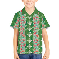 Hawaii Ohia Lehua Family Matching Mermaid Dress and Hawaiian Shirt Tropical Vibes Green