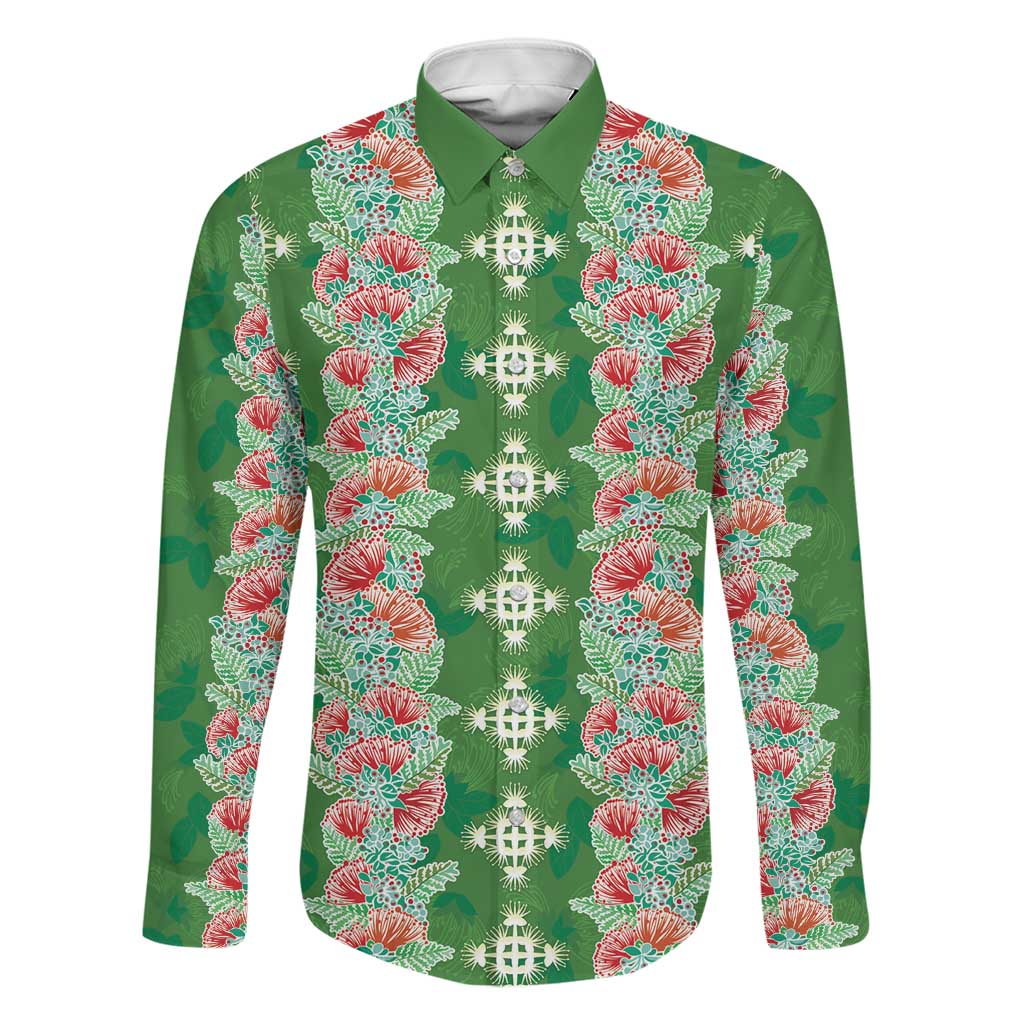 Hawaii Ohia Lehua Family Matching Off Shoulder Maxi Dress and Hawaiian Shirt Tropical Vibes Green